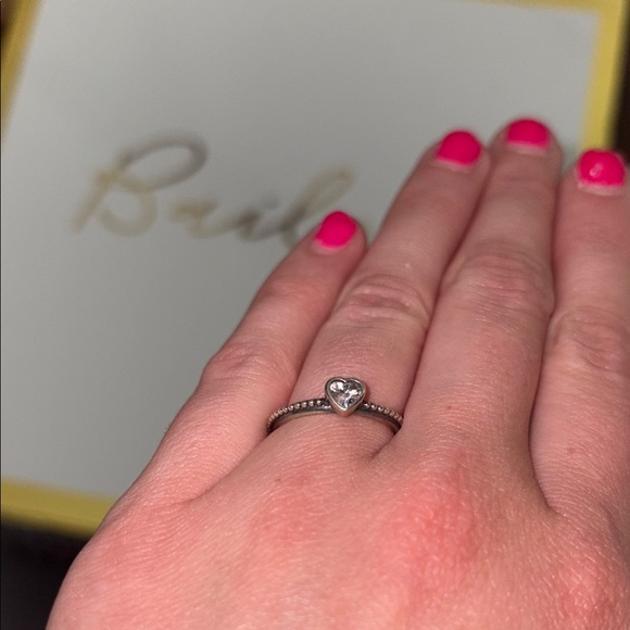 Pandora Beaded Silver Heart Ring - Picture 2 of 4